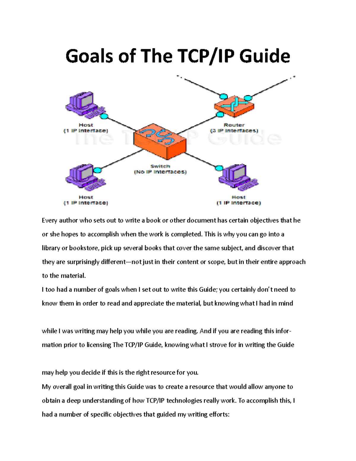 Goals of The TCP or IP Guide - Goals of The TCP/IP Guide Every author ...