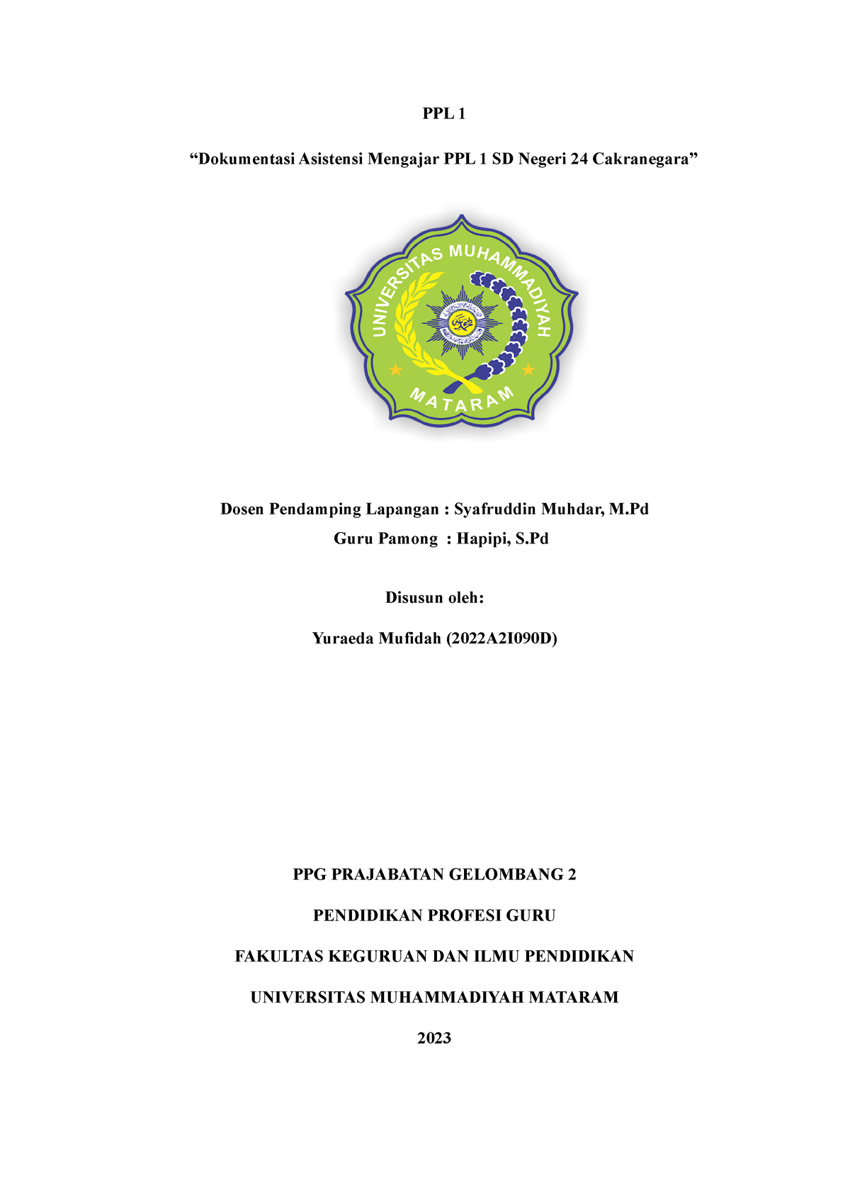 Dokumentasi Asistensi Mengajar Terbimbing 1 PPL 1 - PPL 1 “Dokumentasi ...