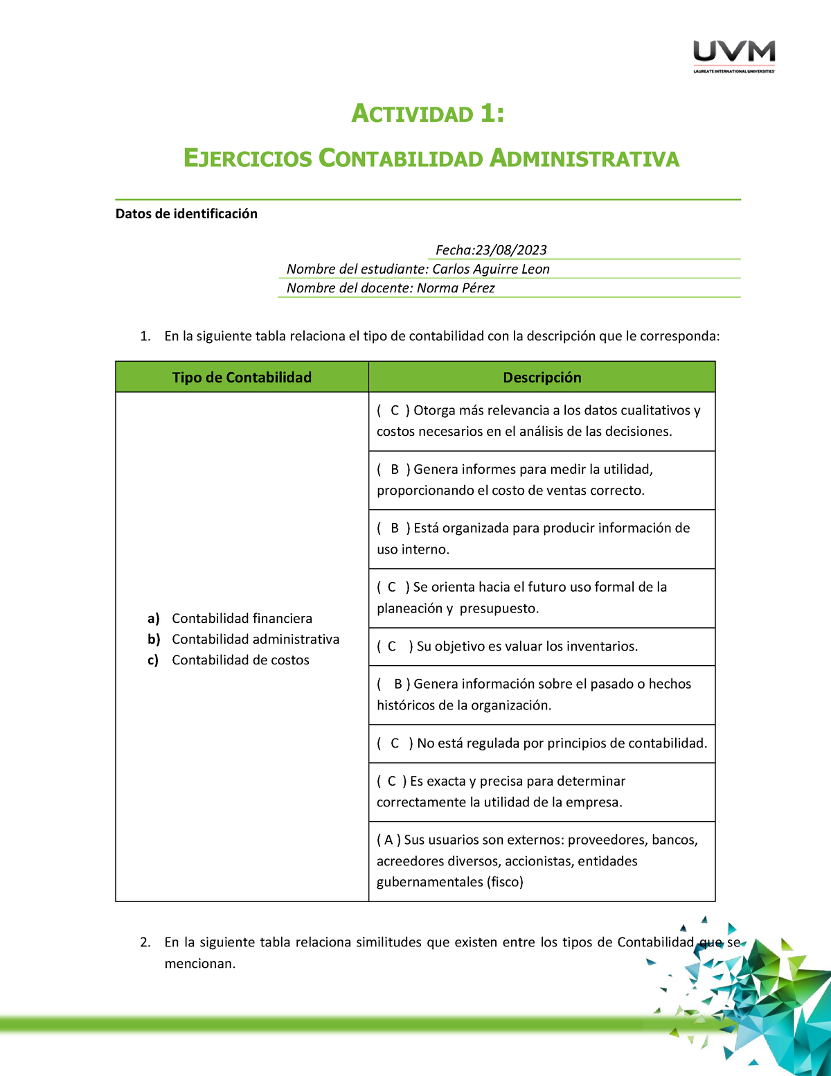 A1 CAL - CONTABILIDAD - ACTIVIDAD 1: EJERCICIOS CONTABILIDAD ...