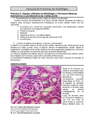 Práctica 2. Técnicas de Tinción y Equipo Utilizadas en Histología - StuDocu