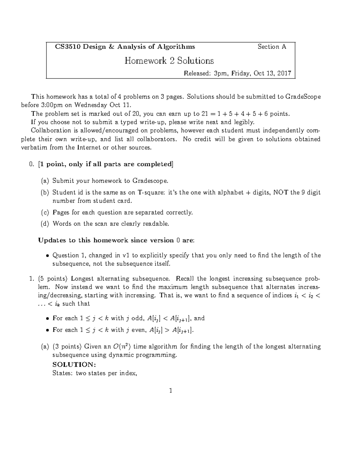 Homework 2 Soln FA17 - CS3510 Design & Analysis Of Algorithms Section A ...