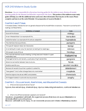 HCR 240 Peer Review Activity - Directions: Fill In The Table Below. Be ...