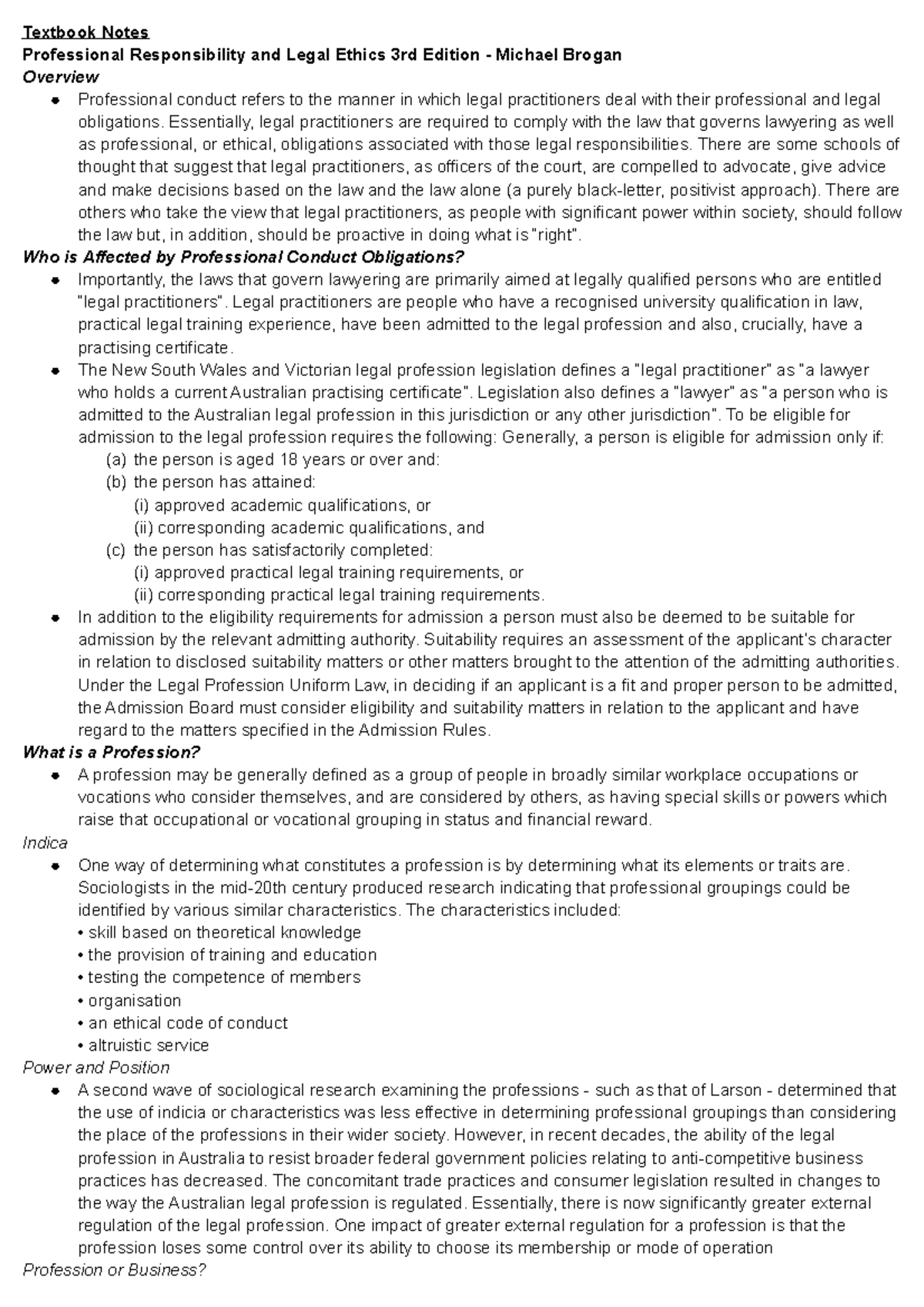 1. Professional Conduct in Context Lawyers, Values and Sources ...