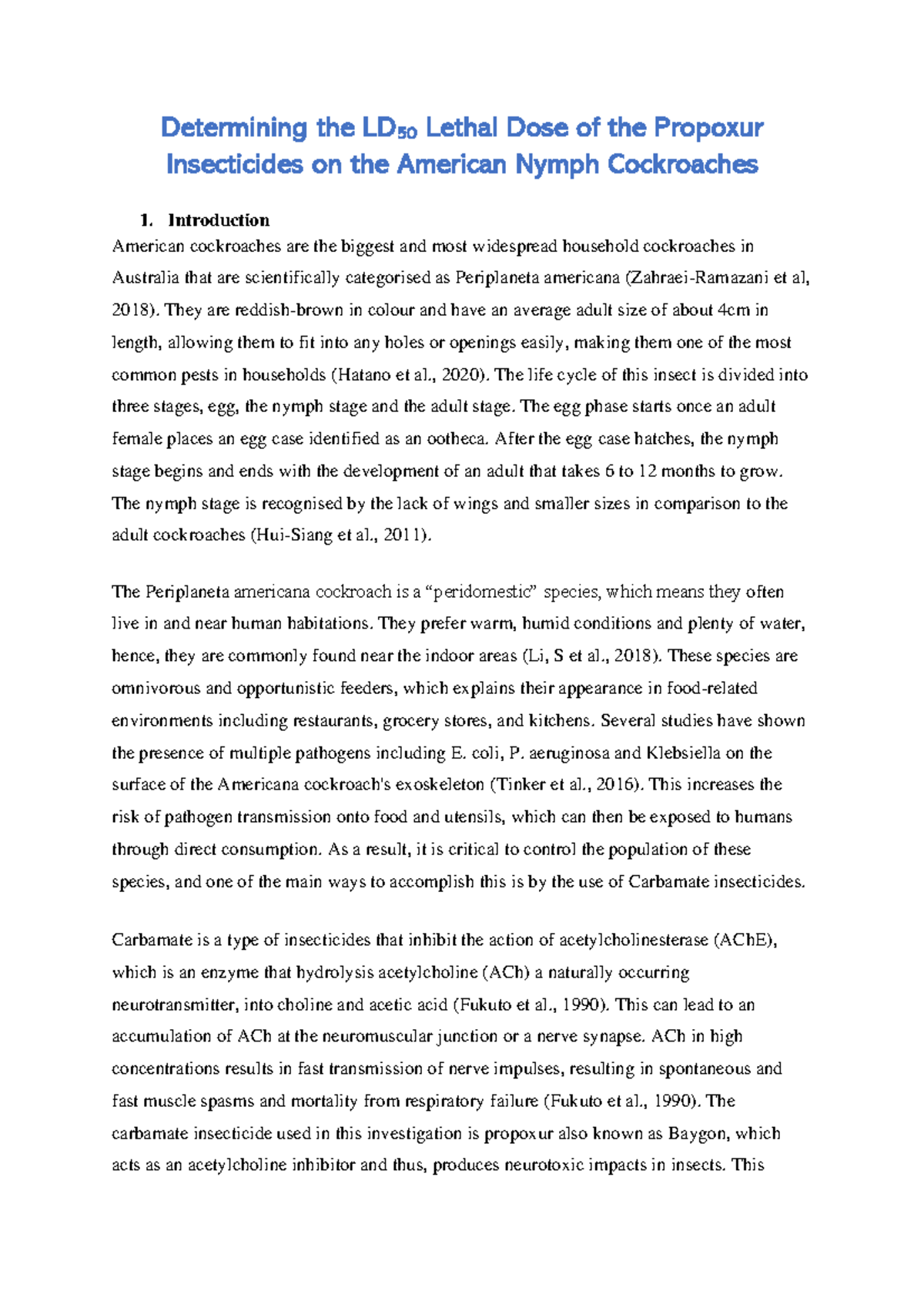 Pharmacology Lab Report Full Mark Determining the LD 50 Lethal Dose