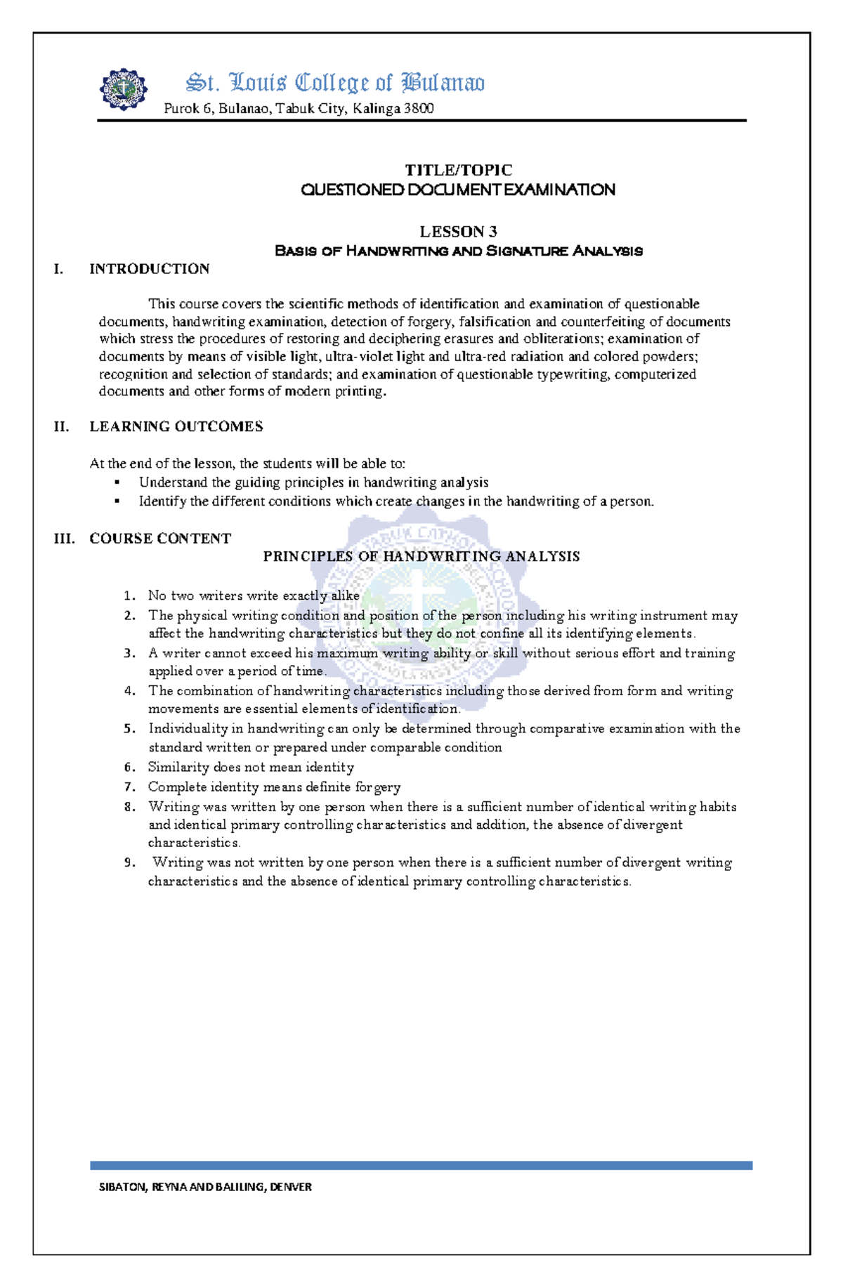 Forensic 13 ( Module 3) - St. Louis College of Bulanao Purok 6, Bulanao ...