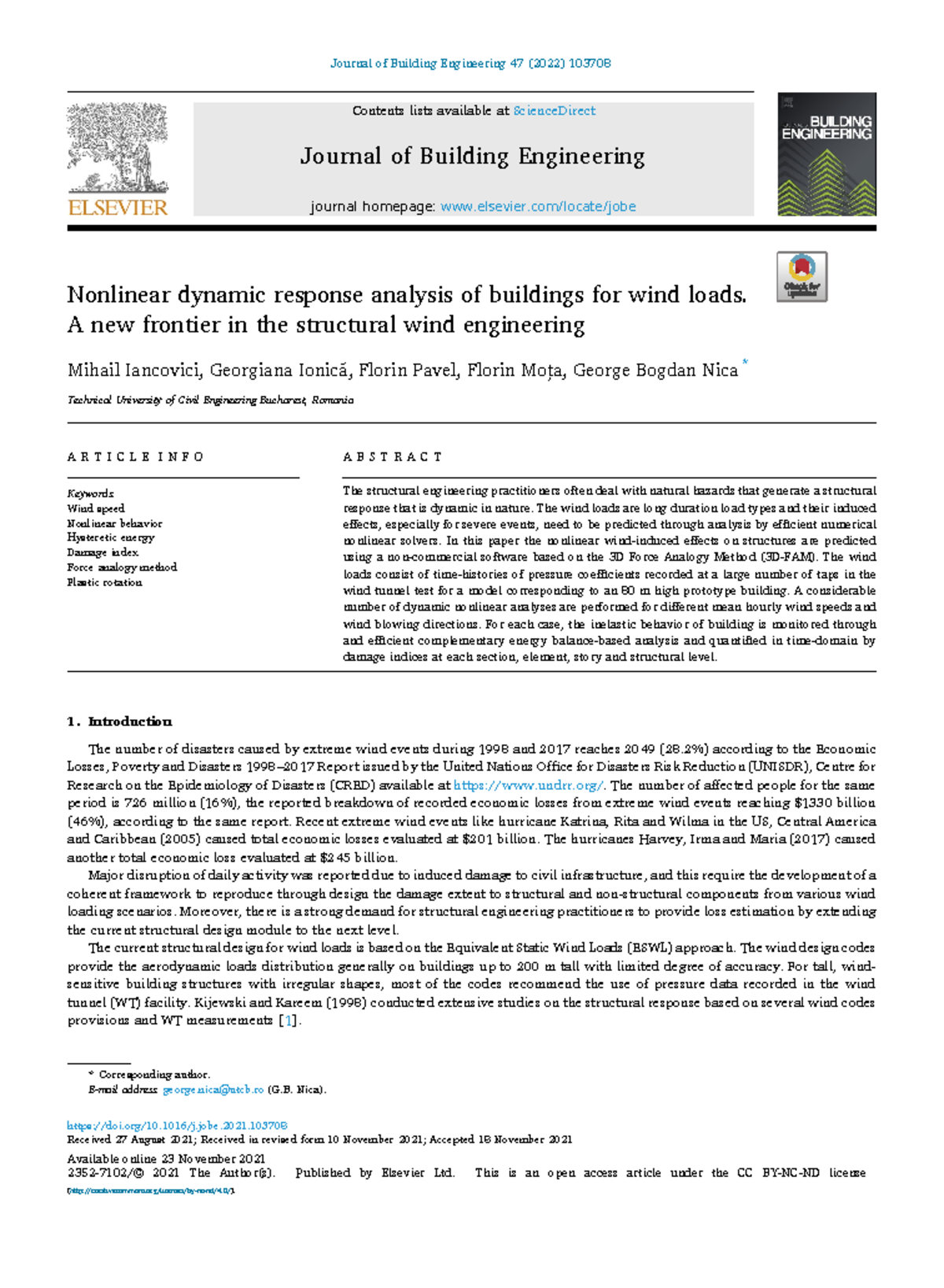 1-s2 - Nonlinear dynamic response analysis of buildings for wind loads ...