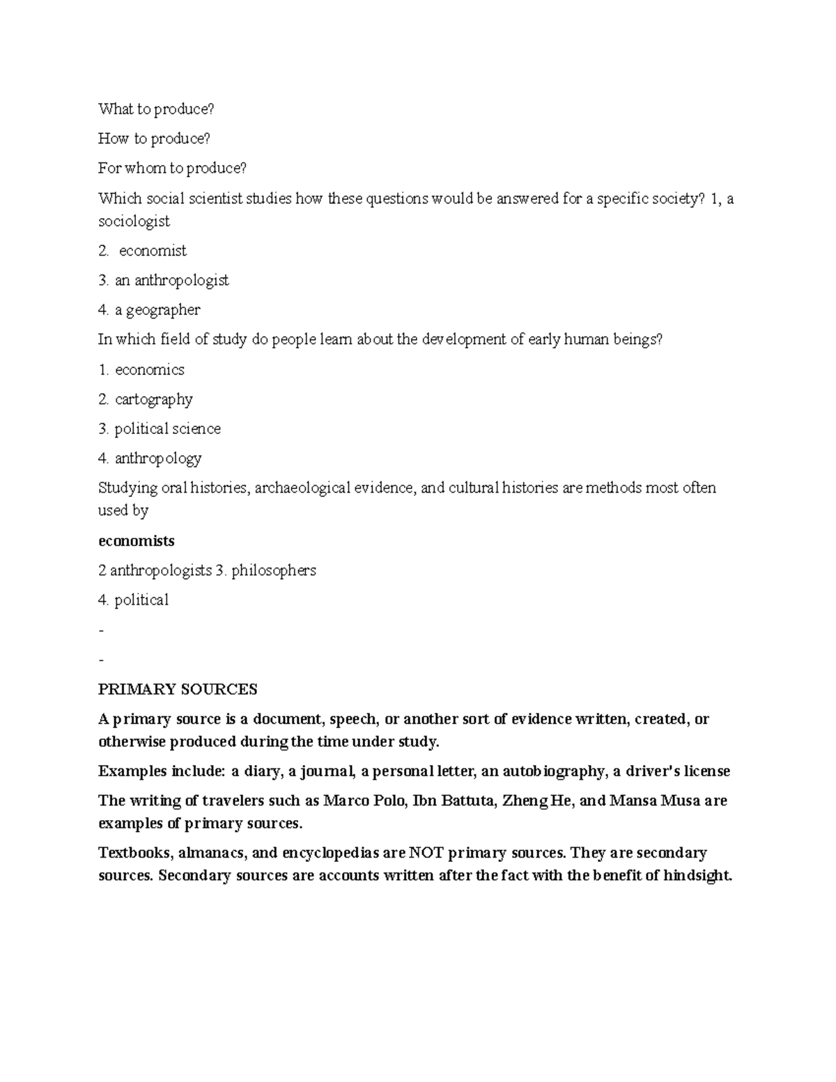 History notes pt2 What to produce? How to produce? For whom to