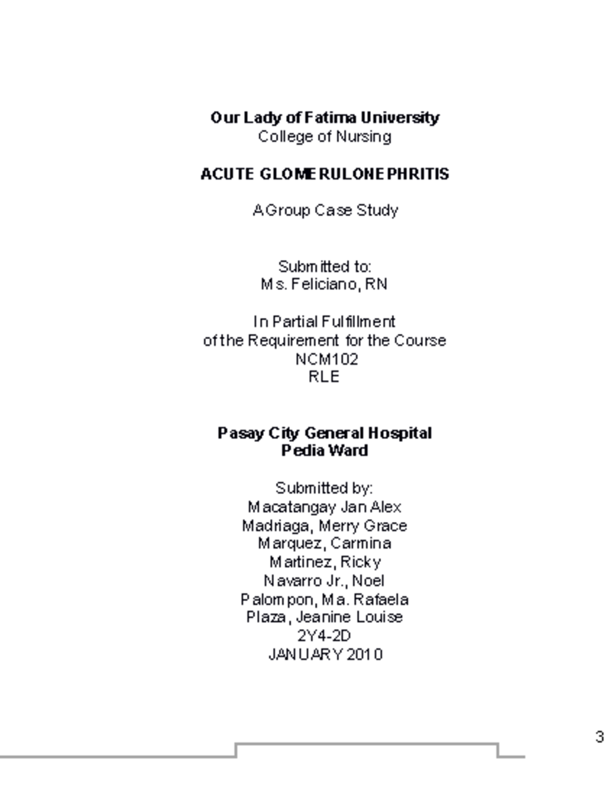 37899503 Case study Acute Glomerulonephritis - Our Lady of Fatima ...