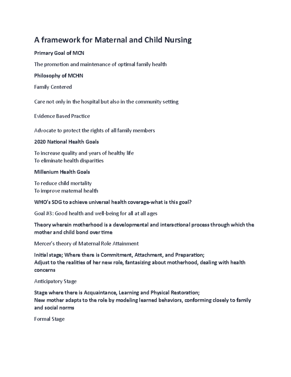 A framework for Maternal and Child Nursing ..) 3 and Counsel Promotes