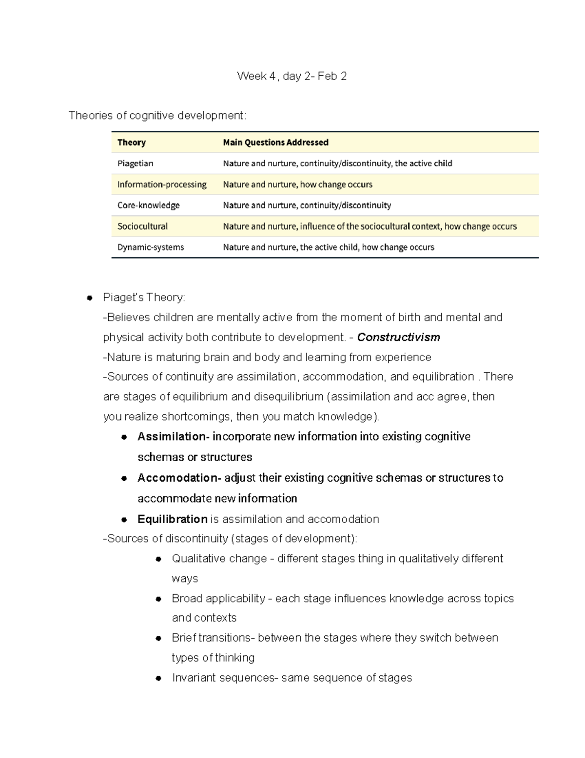 Psyc 101 Week 4+5 - Weeks 4+5 lecture notes - Week 4, day 2- Feb 2 ...