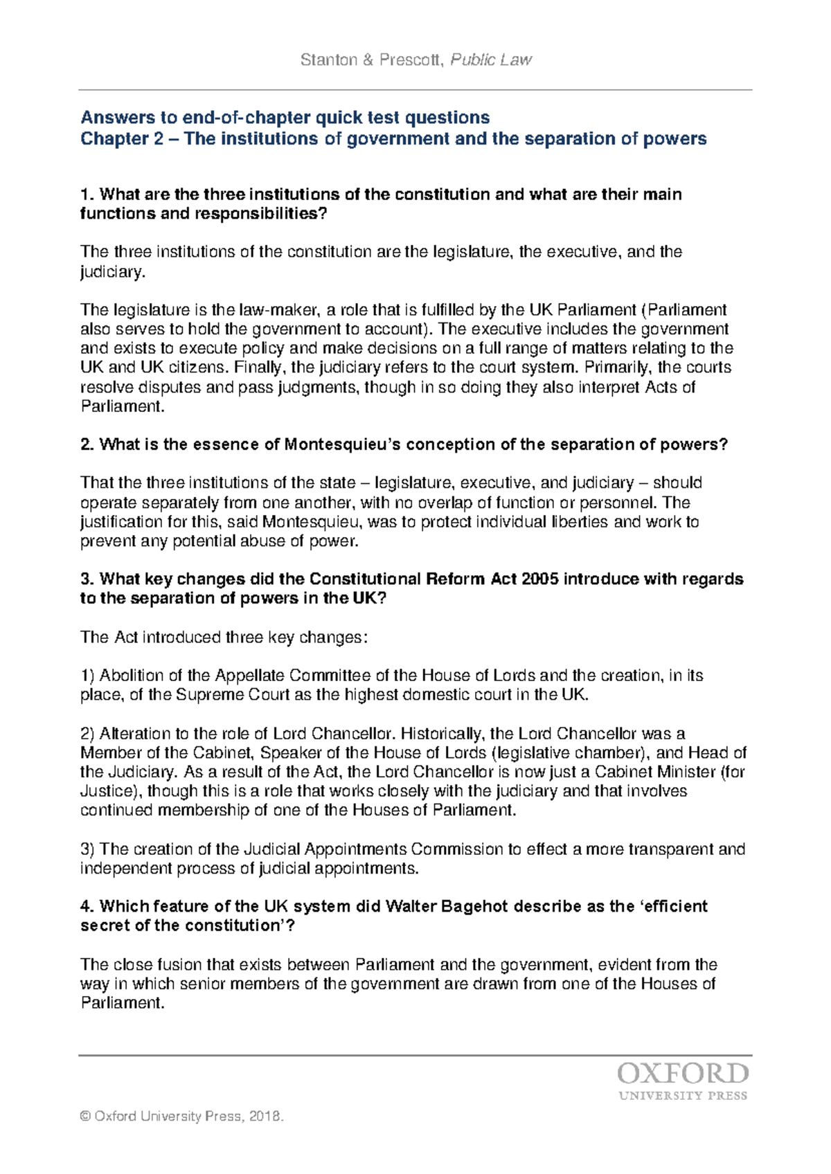 Sp Qtq Ch02 Public Law Quiz Stanton Prescott Public Law Oxford