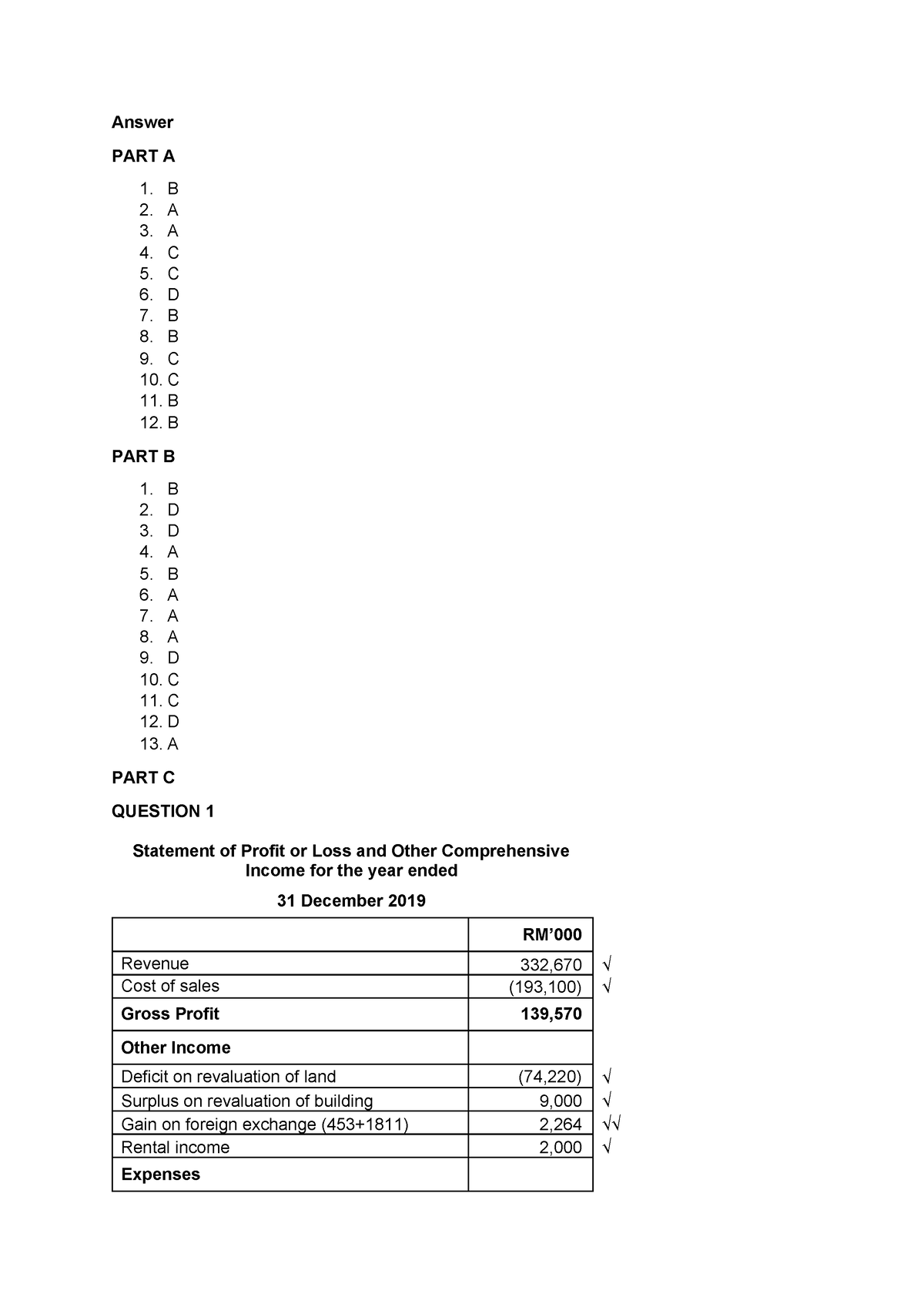 Solution JULY 2020 - Answer PART A B A A C C D B B C C B B PART B B D D ...