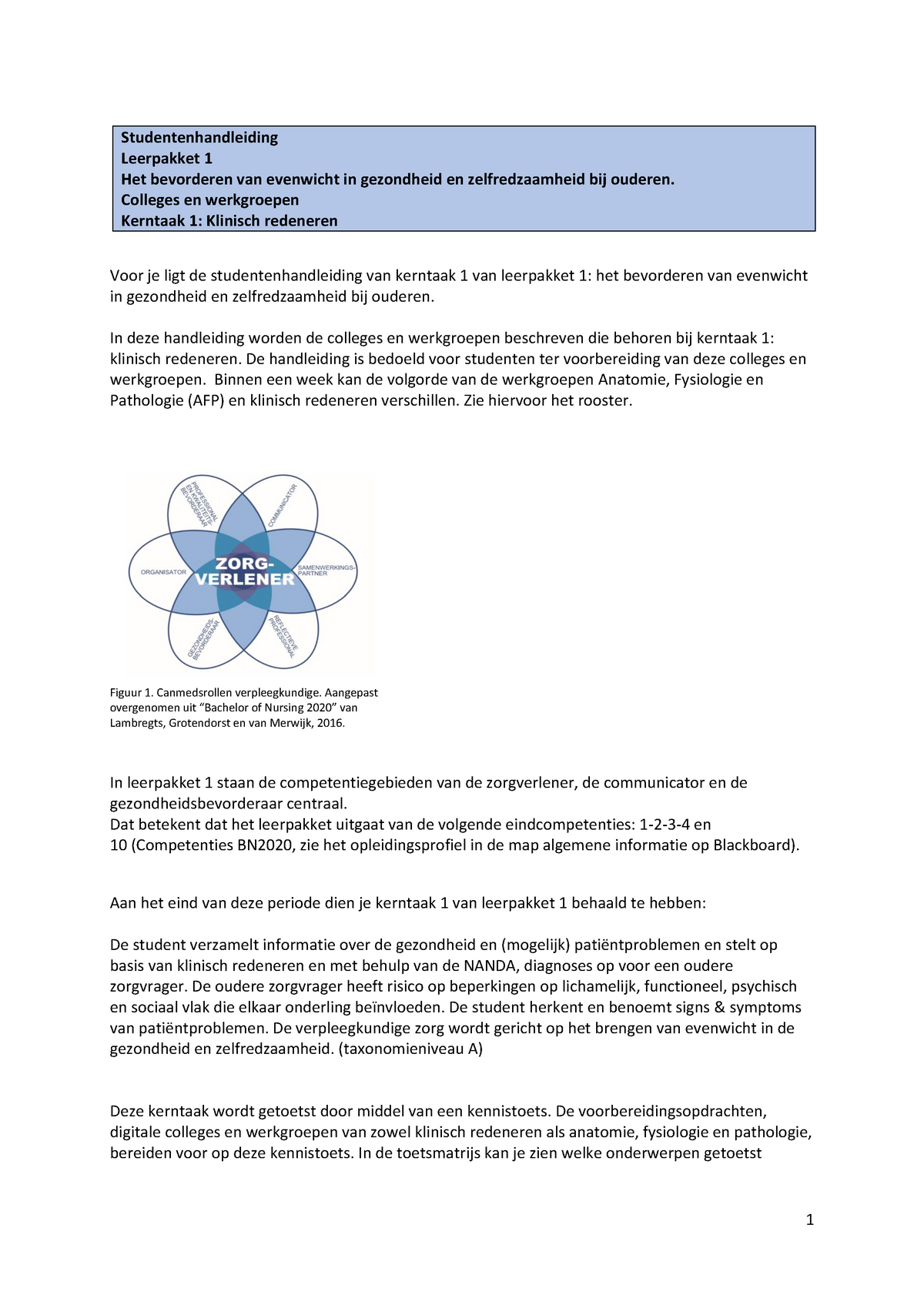 SH LP1 KT 1 Klinisch Redeneren - Voor Je Ligt De Studentenhandleiding ...