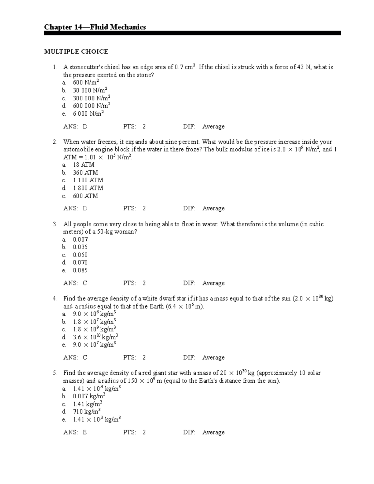 1 5032940160325517547 - Chapter 14—Fluid Mechanics MULTIPLE CHOICE A ...