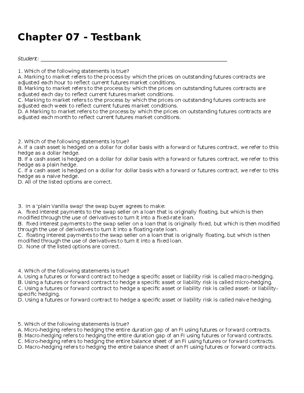 Chapter 7 Testbank - Chapter 07 - Testbank _Student: - Studocu