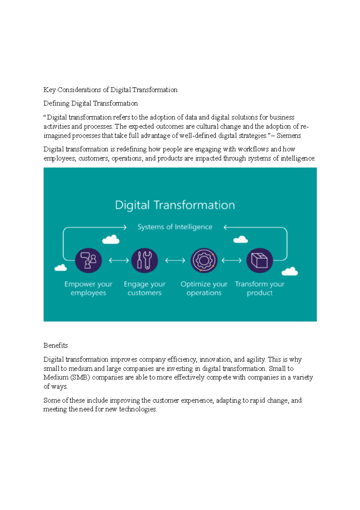 Key Considerations of Digital Transformation - The expected outcomes ...