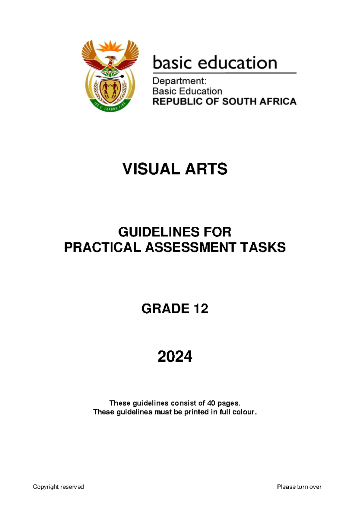 Visual Arts PAT GR 12 2024 Eng VISUAL ARTS GUIDELINES FOR PRACTICAL