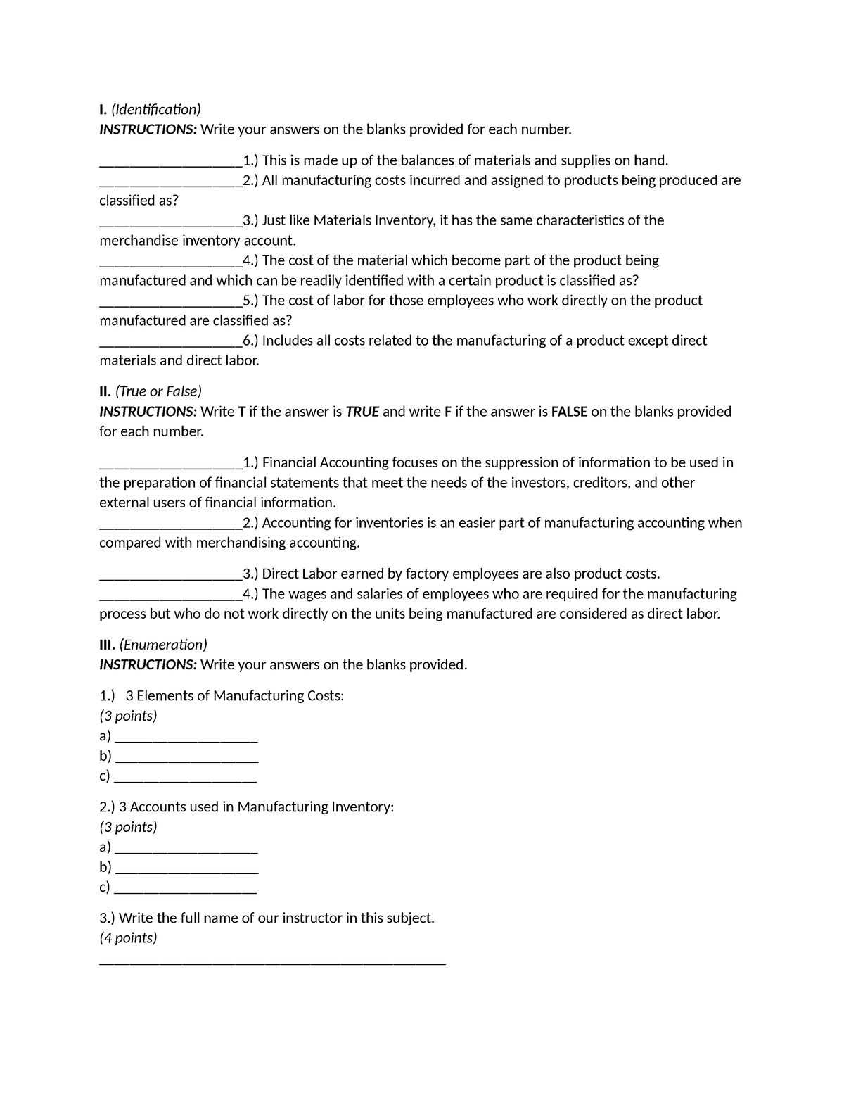 Questions chap 3 CA - Notes and Quizzes - I. (Identification ...