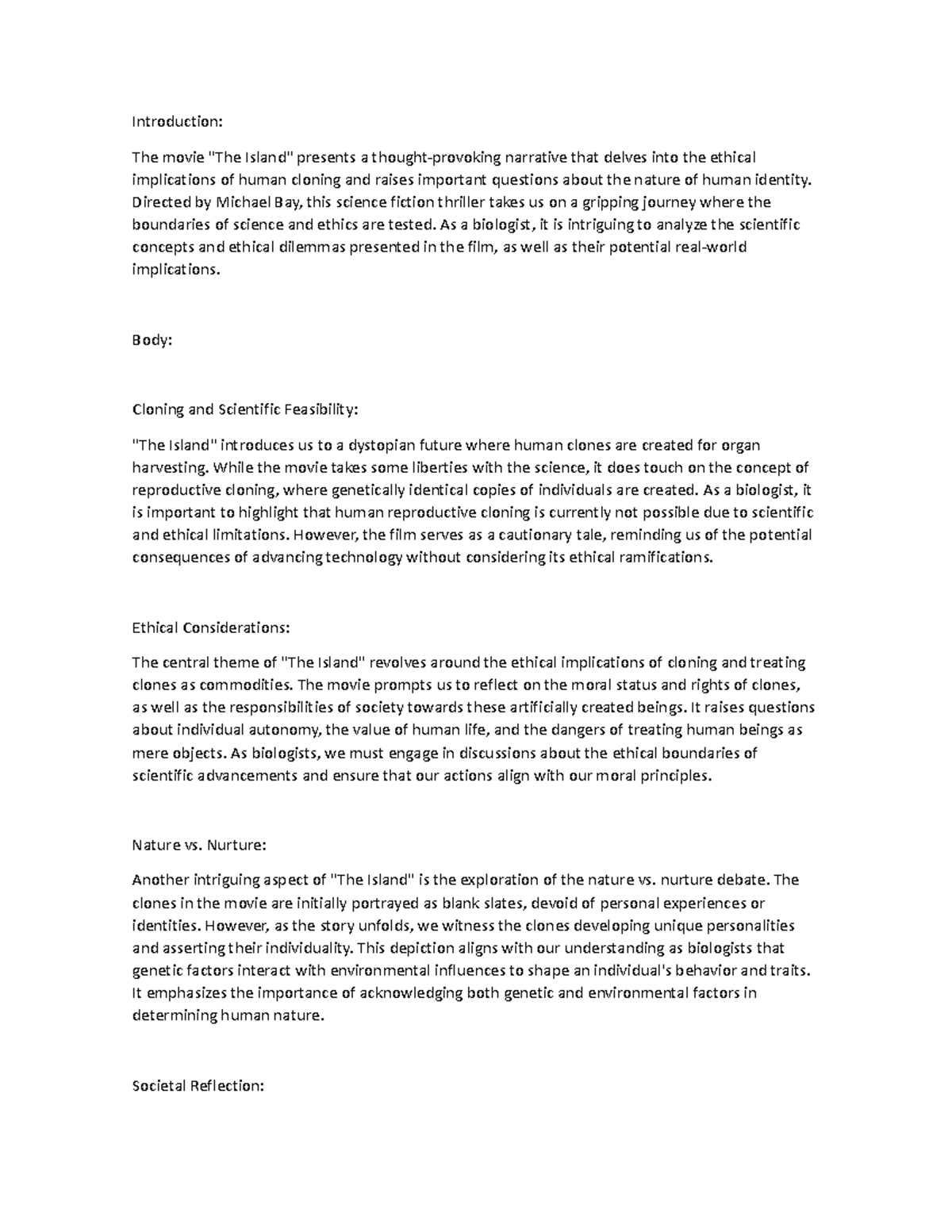 Introduction - The Island movie - Introduction: The movie "The Island ...