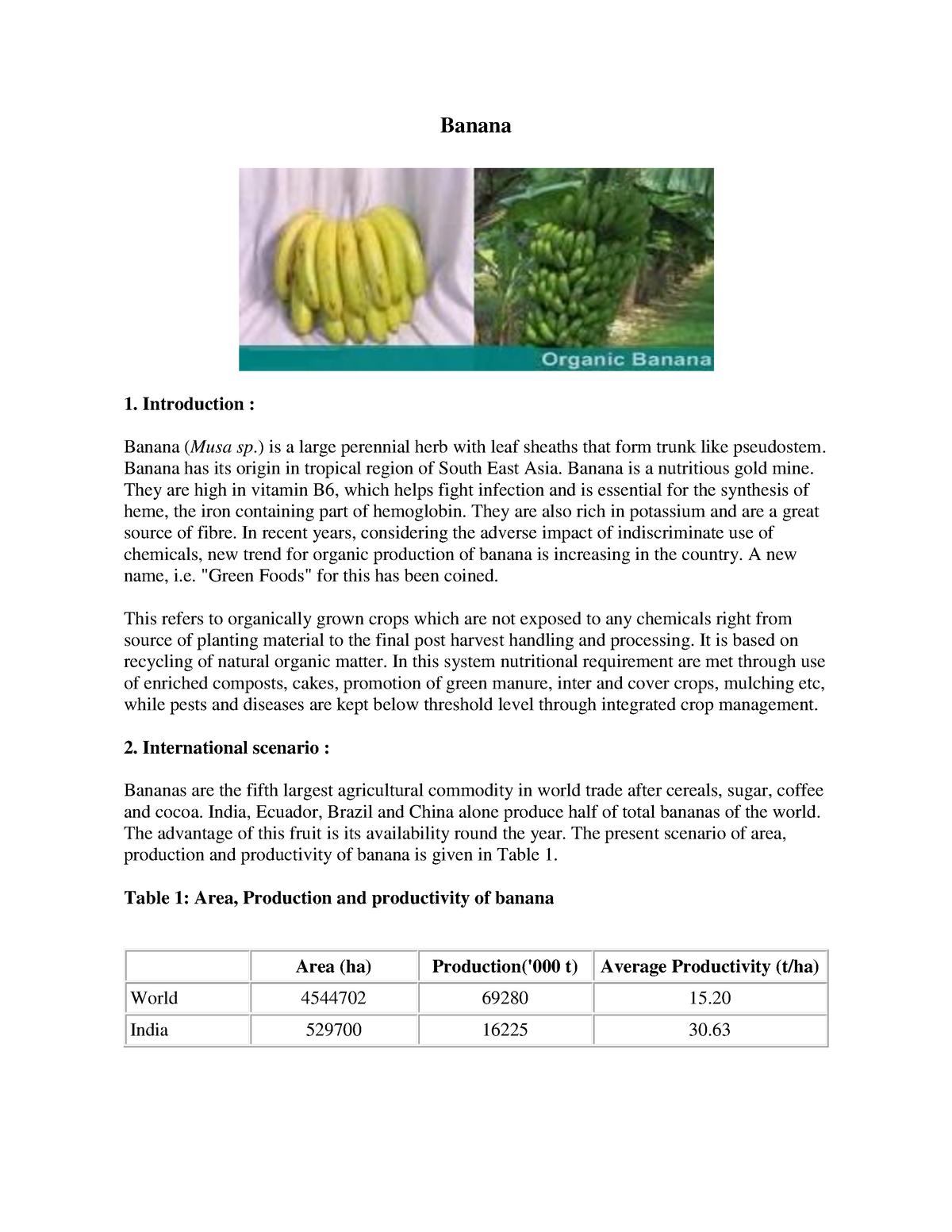 research paper on banana tree