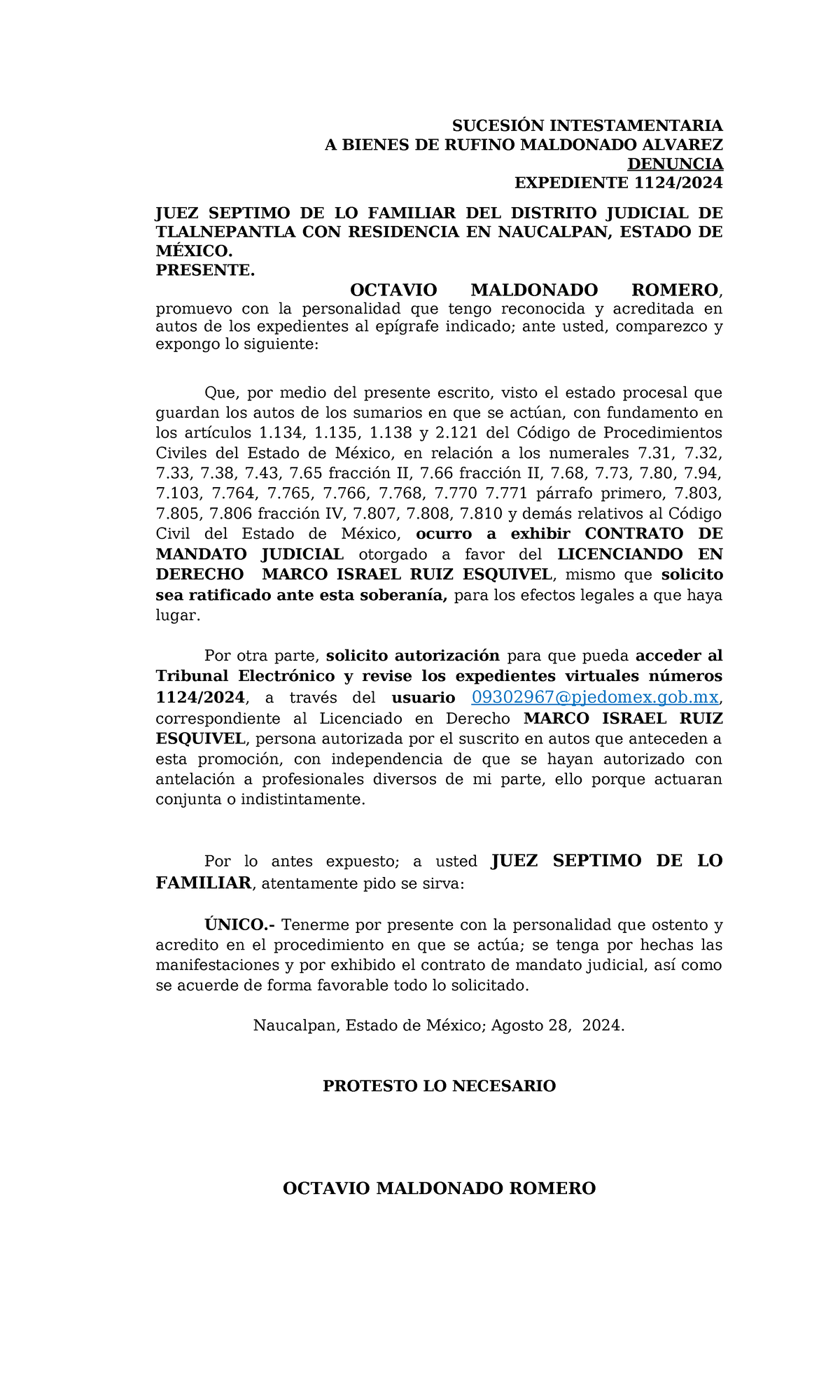 Mandato judicial-1 - Información - SUCESIÓN INTESTAMENTARIA A BIENES DE ...