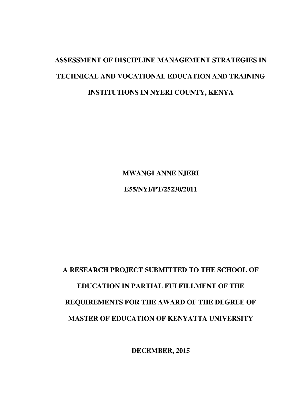 Assessment of discipline management strategies in technical ...