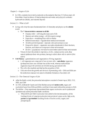 Chapter 2 Notes - Biol 204 Principles of Biology I - AU - StuDocu