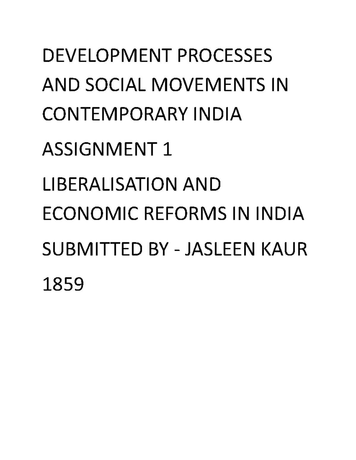 Development Processes AND Social Movements IN Contemporary India ...