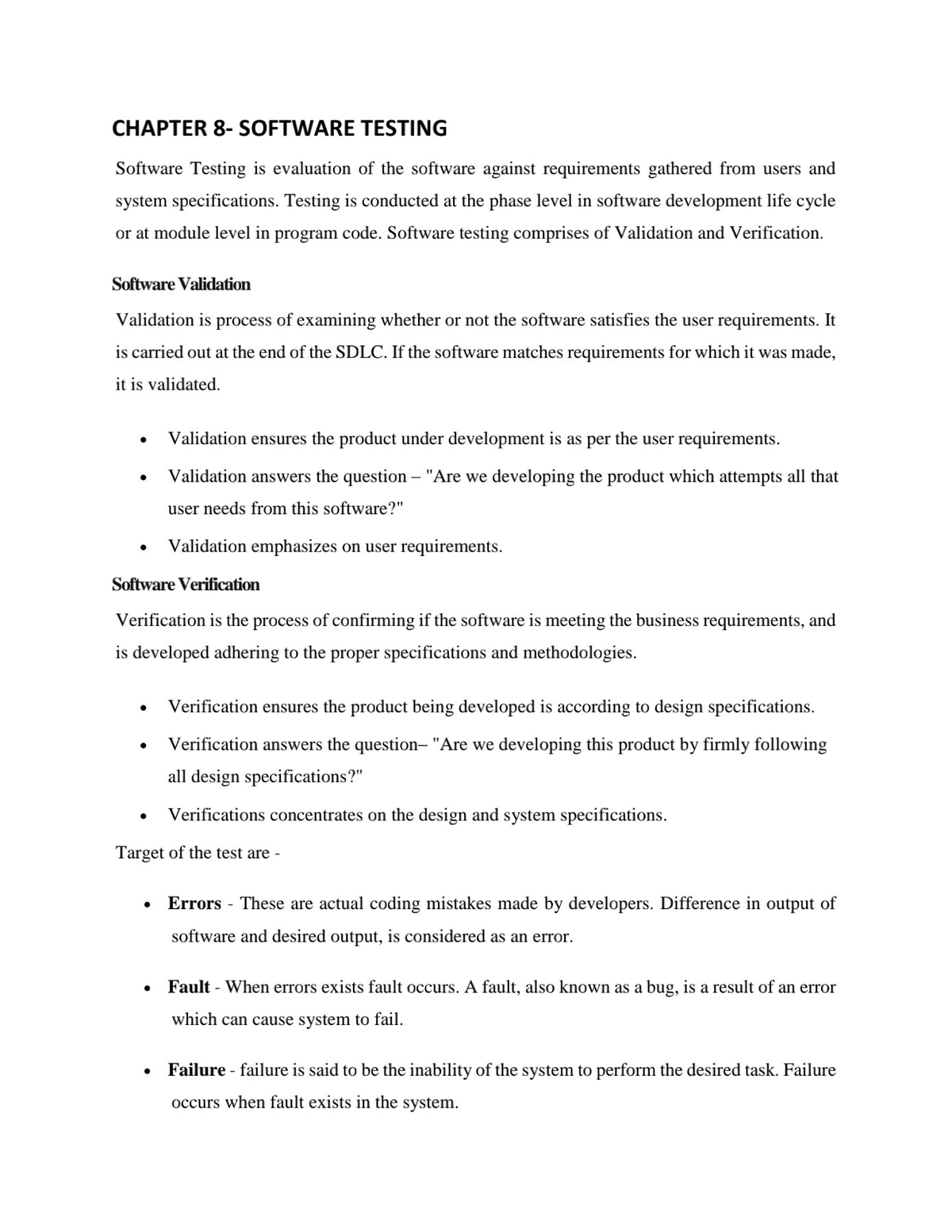 Chapter 8- Software Testing - computer science - Studocu