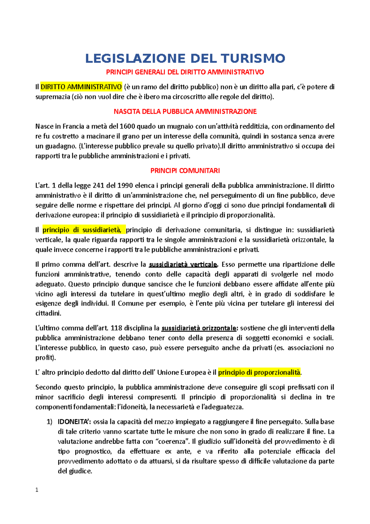 Legislazione Del Turismo 1 - LEGISLAZIONE DEL TURISMO PRINCIPI GENERALI ...