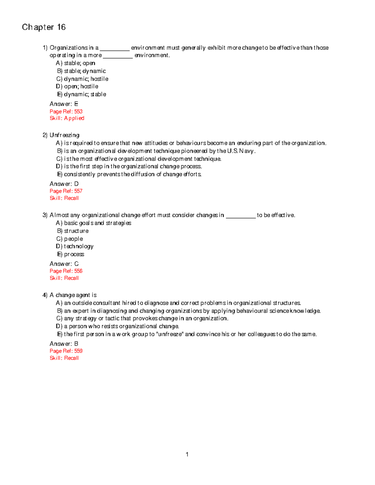 Ch16-TB - Test Bank - Chapter 16 1)Organizations In A ...