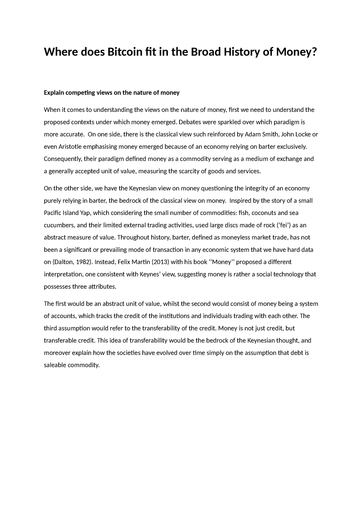 history of money essay 300 words