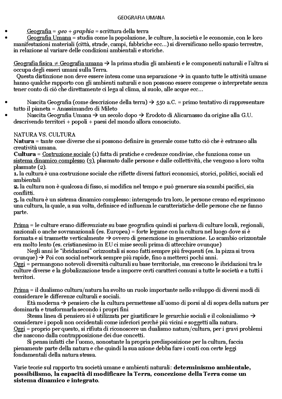 Geografia Umana - ..) Si Diversificano Nello Spazio Terrestre, In ...