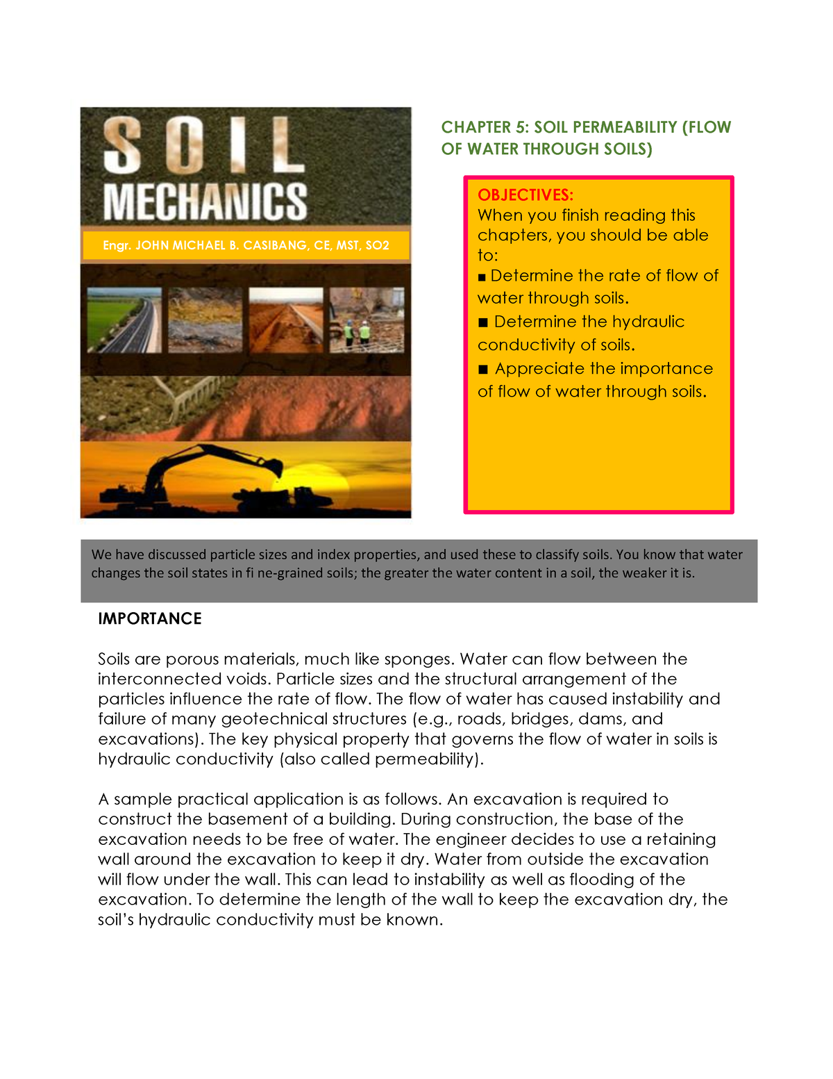 Chapter+5+-SOIL+ Permeability - CHAPTER 5: SOIL PERMEABILITY (FLOW OF ...