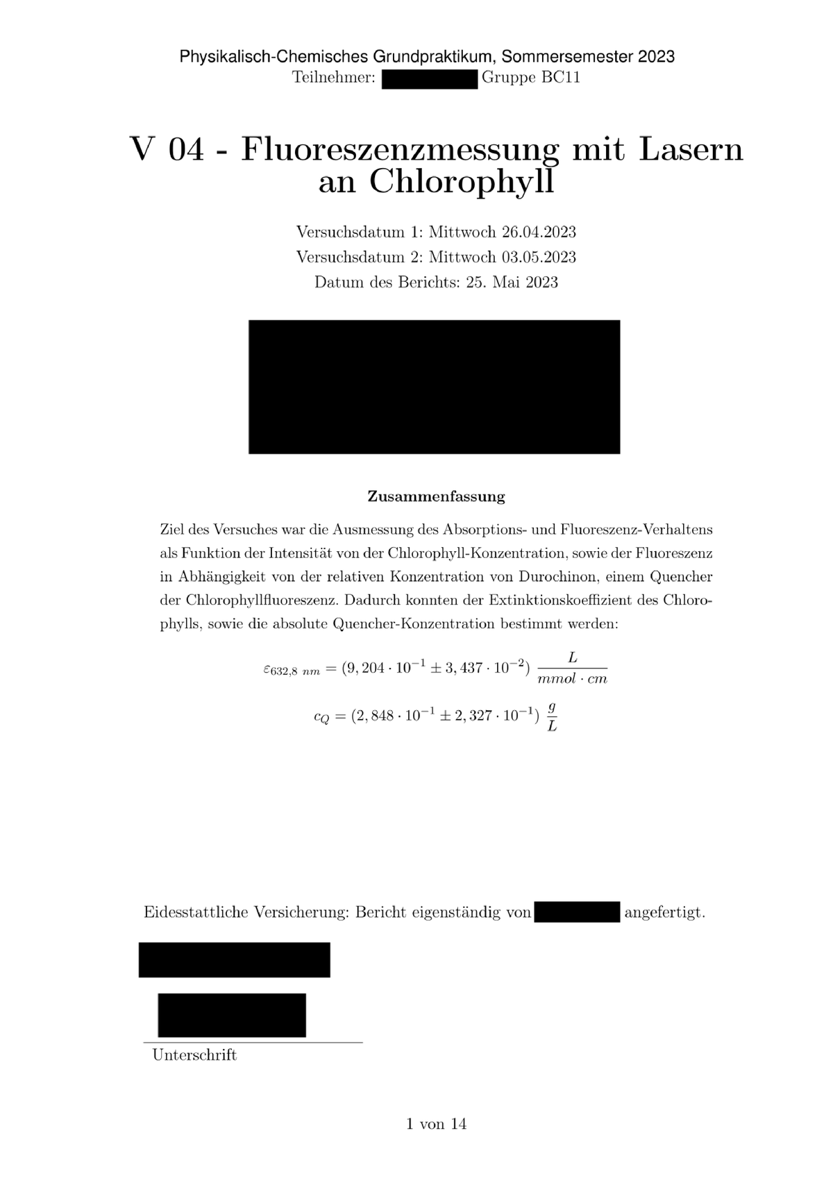 Physikalisch-chemisches Grundpraktikum V04 (Fluoreszenzmessung ...