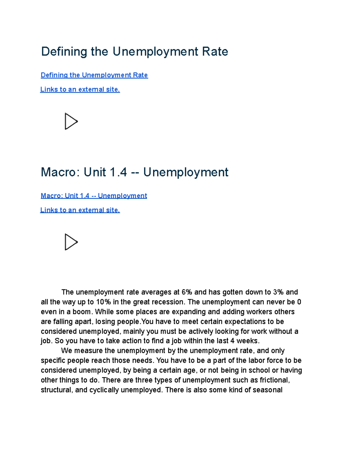 macroeconomics assignment unemployment