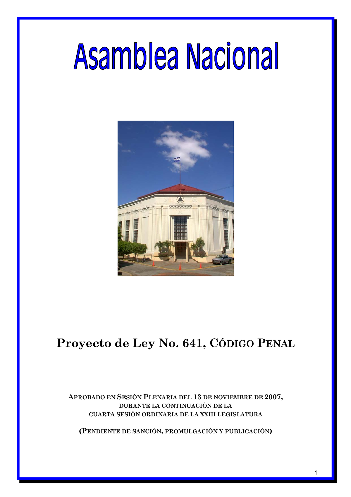 Codigo Penal - Código Civil - Proyecto De Ley No. 641, C”DIGO PENAL ...