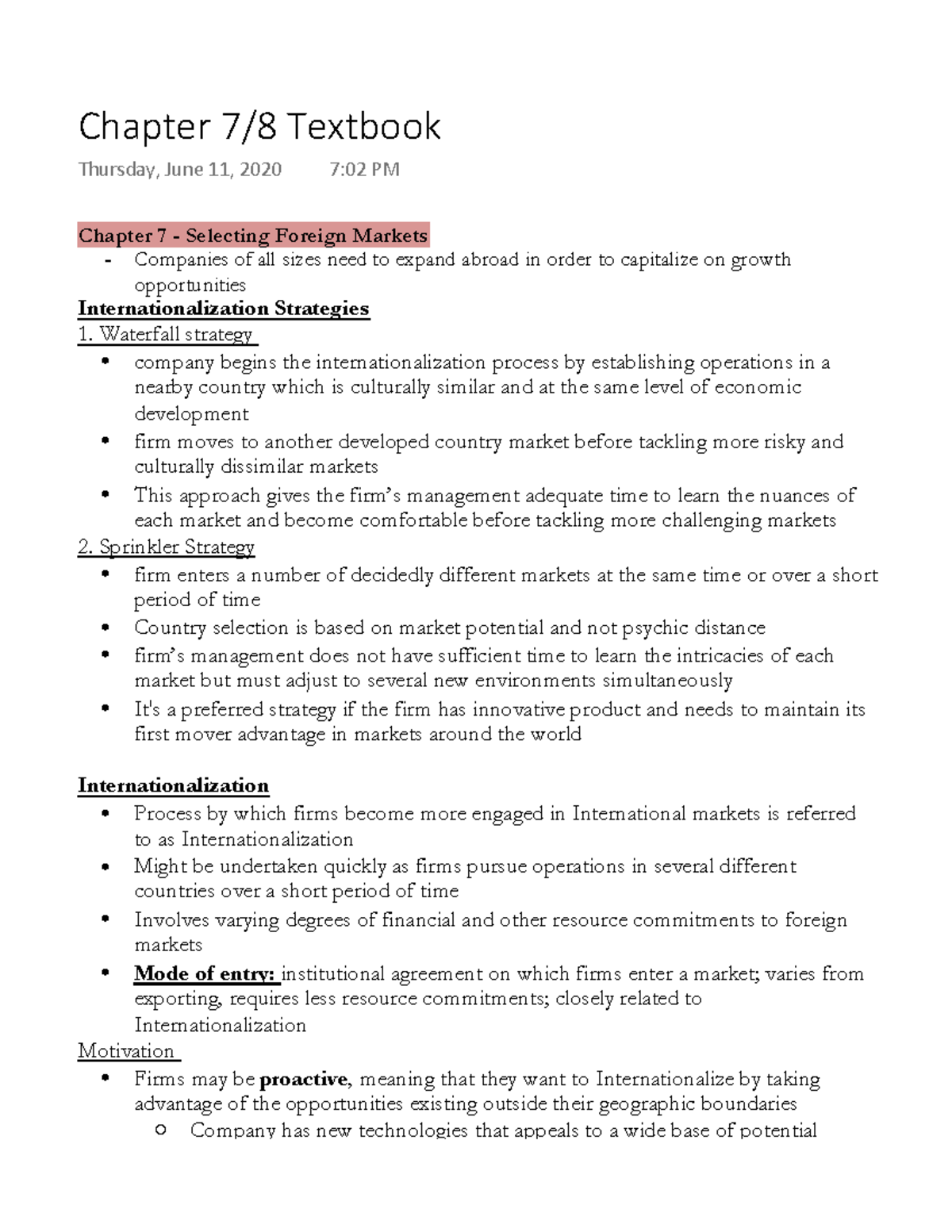 Chapter 7 8 Textbook - Chapter 7 - Selecting Foreign Markets Companies ...