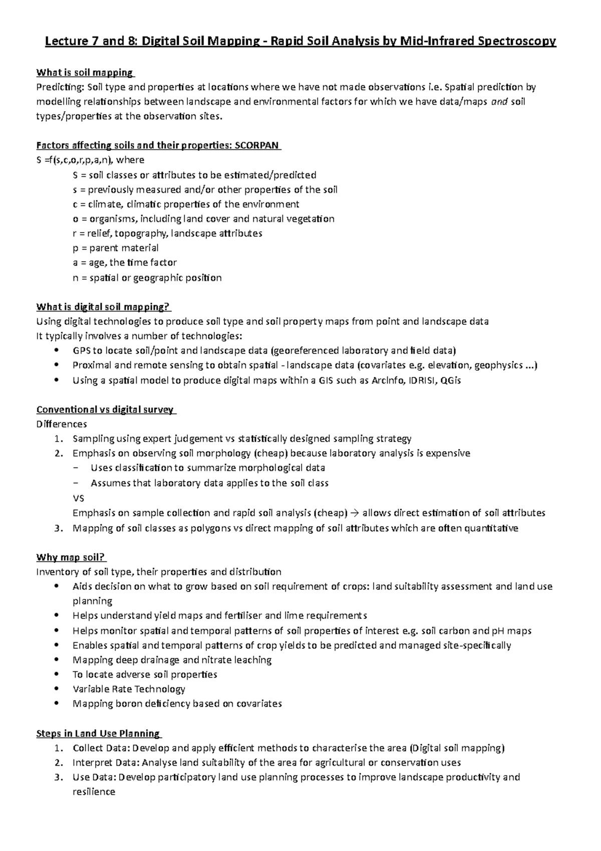 Lecture 7 and 8 - Soil Mapping - Lecture 7 and 8: Digital Soil Mapping ...