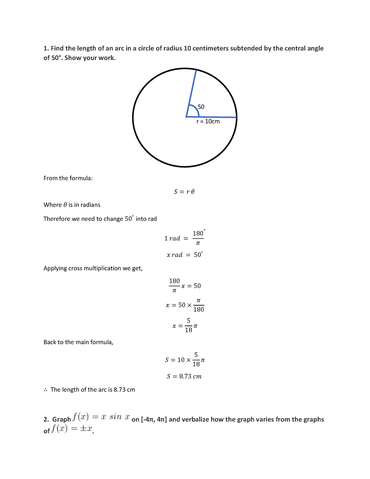 written-assignment-unit-7-math-1201-1-find-the-length-of-an-arc-in-a