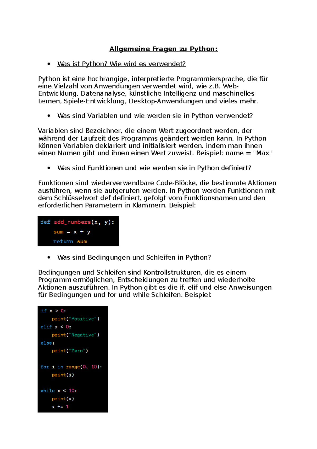 Zu Lernen Pyhton Grundlagen Allgemeine Fragen Zu Python Was Ist Python Wie Wird Es Studocu