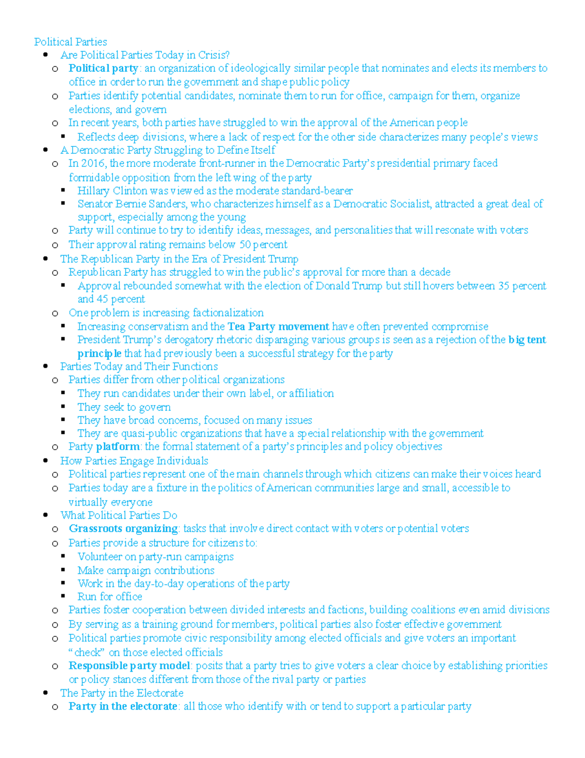 Chapter 8 notes - 1.Are Political Parties Today in Crisis? 2.Parties ...