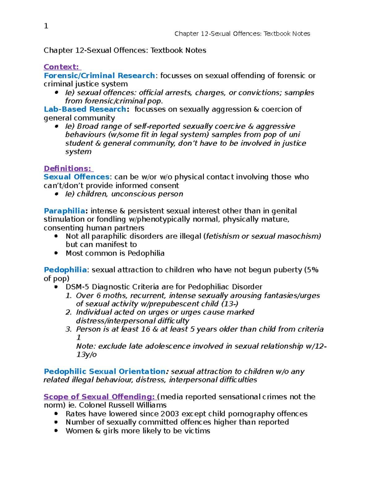 Chapter 12-Sexual Offences - Lab-Based Research: Focusses On Sexually ...