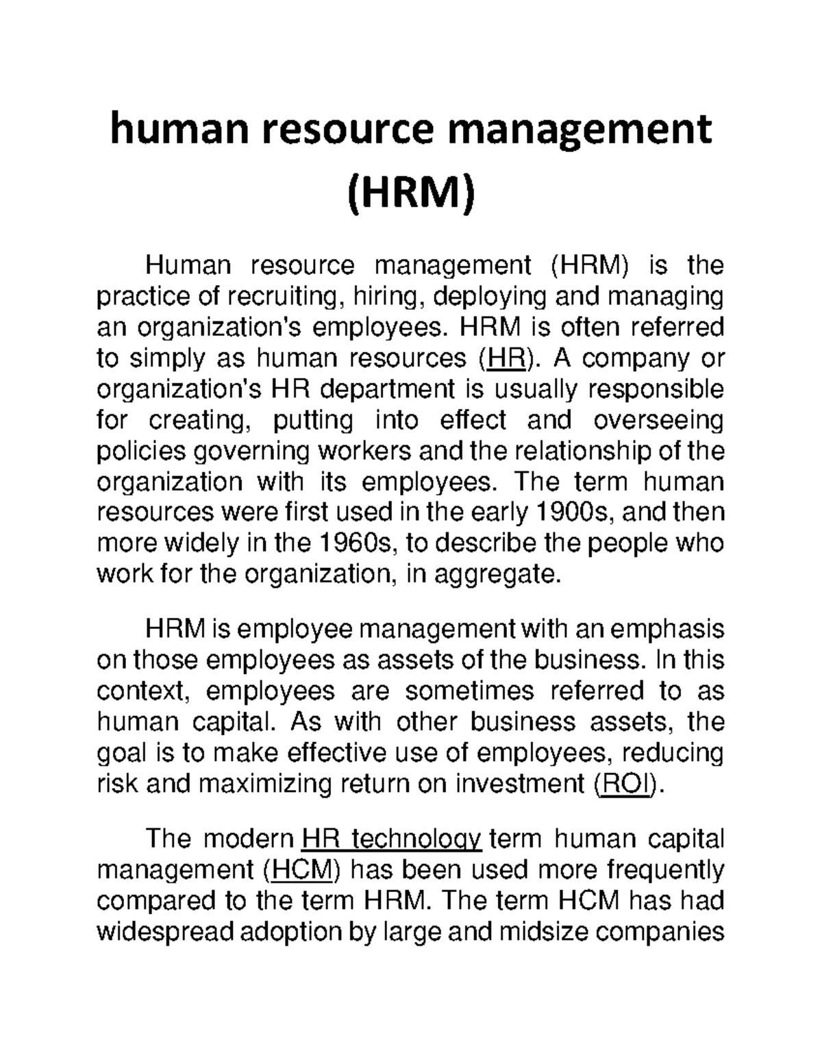 The importance of human resource management - human resource management ...