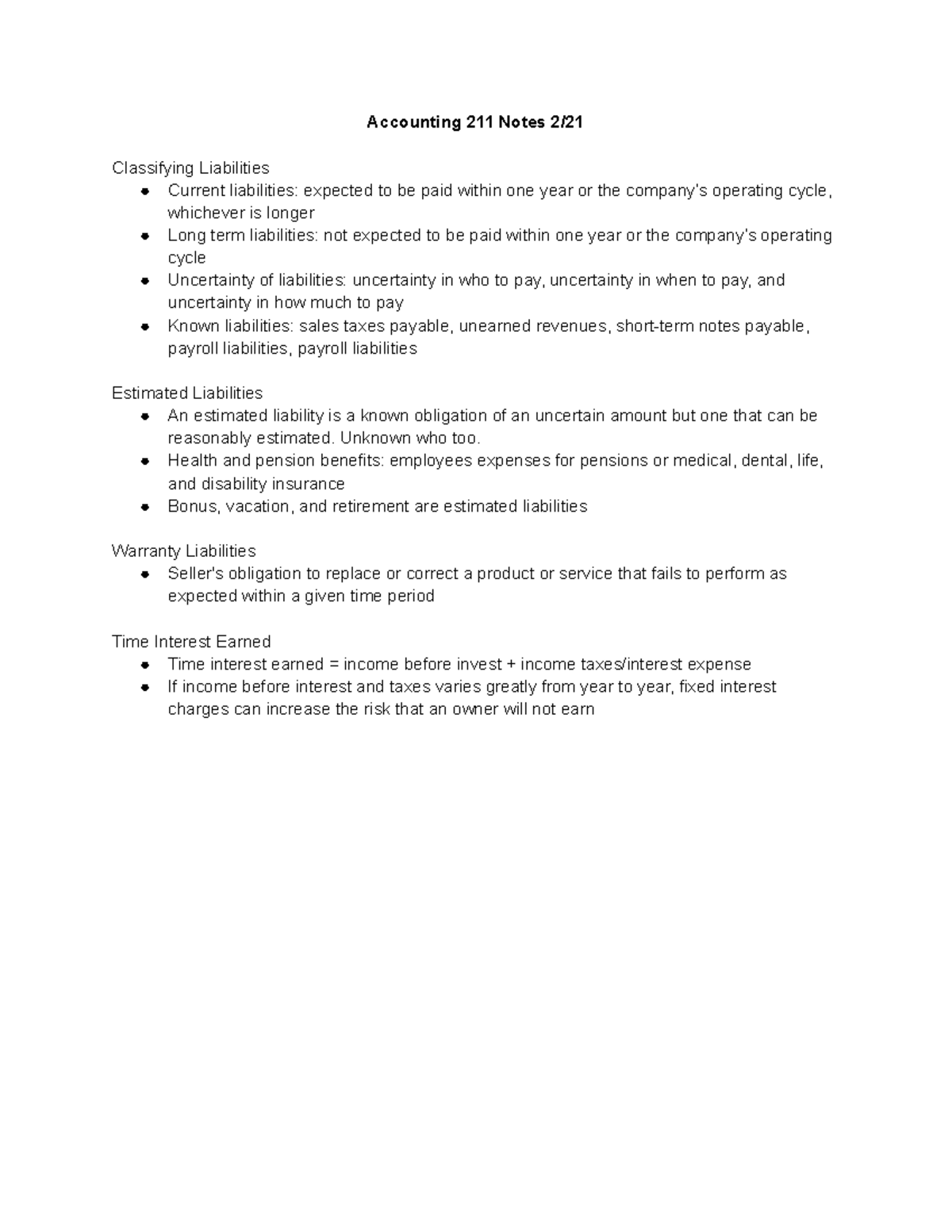 ACTG 211 Notes Class 7B - Accounting 211 Notes 2/21 Classifying ...
