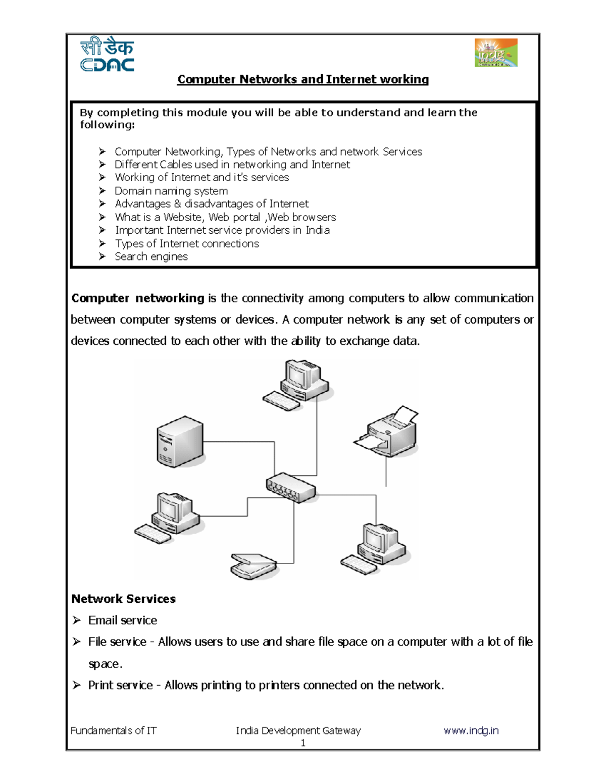 Computer Netwrrking 4 - Fundamentals of IT India Development Gateway ...