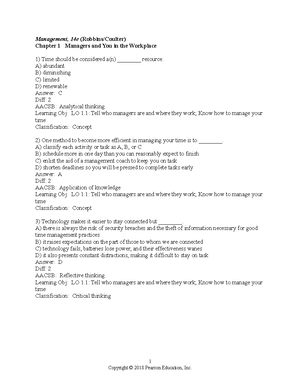 Test Bank Chapter 1 Principles Of Management - Management, 14e Chapter ...