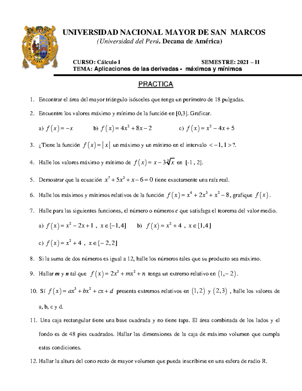 Guía De Práctica N°11 - Guia De Ejercicios, No Resueltos Para Practicar ...