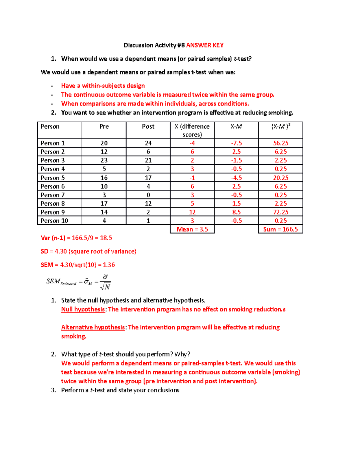 Discussion Activity 8 answer key - Discussion Activity #8 ANSWER KEY 1 ...