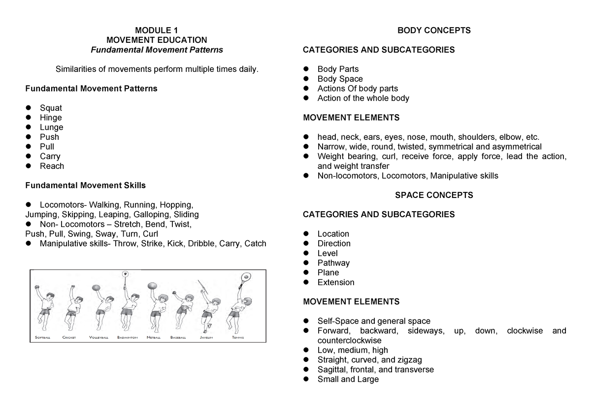 Module - Physical Education review - MODULE 1 MOVEMENT EDUCATION ...